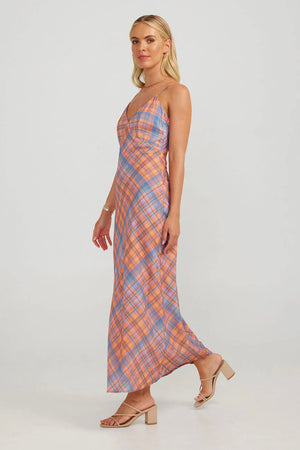 Charlie Holiday Kiera Maxi Dress Peachy Check