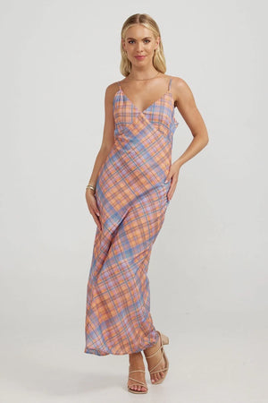 Charlie Holiday Kiera Maxi Dress Peachy Check