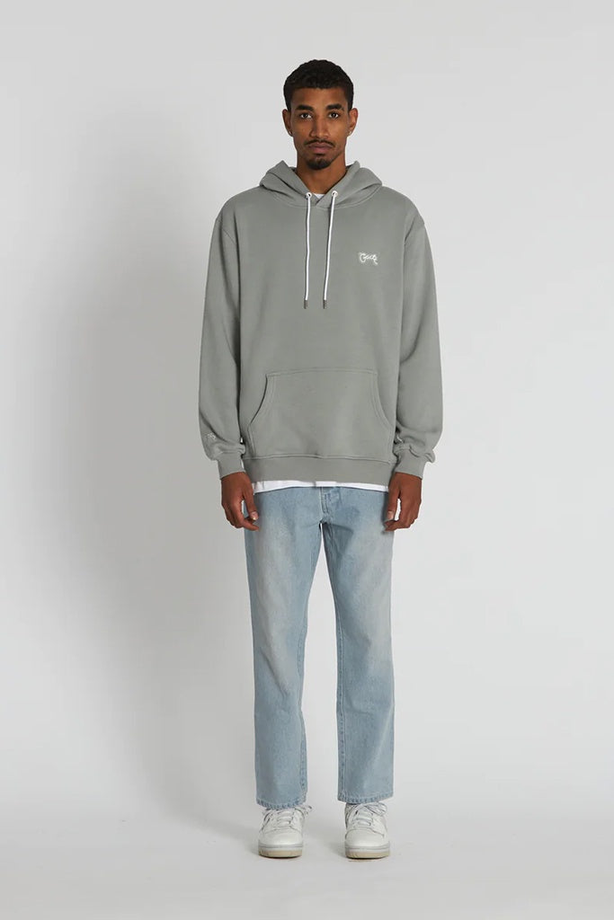 Crate Simple Script Superfleece Hoodie Fog Grey