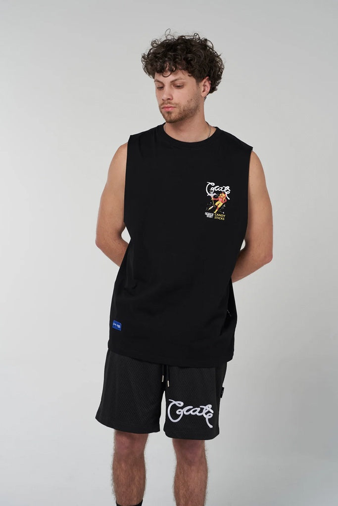 Crate X Space Man Candy Muscle Singlet Black