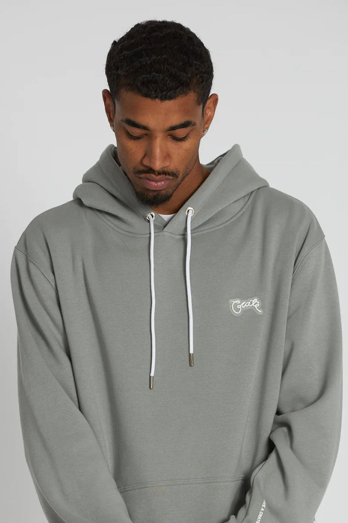 Crate Simple Script Superfleece Hoodie Fog Grey