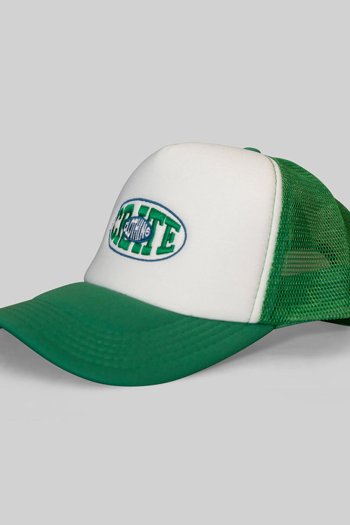 Crate Unisex Oval Varsity Trucker Caps Green White