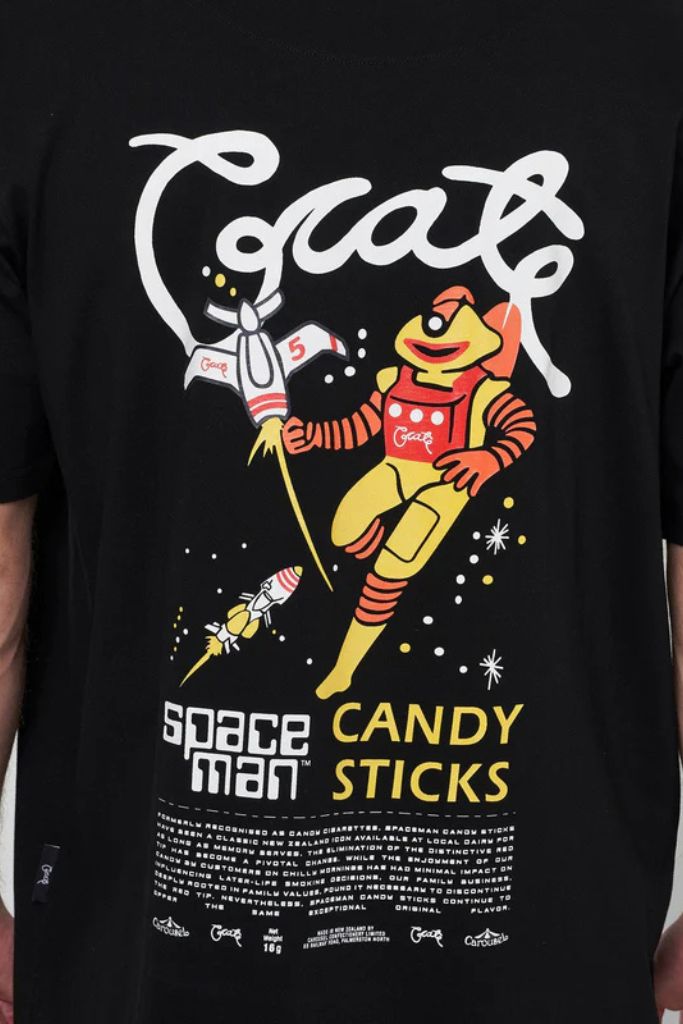 Crate X Space Man Candy Scripted Tee Black