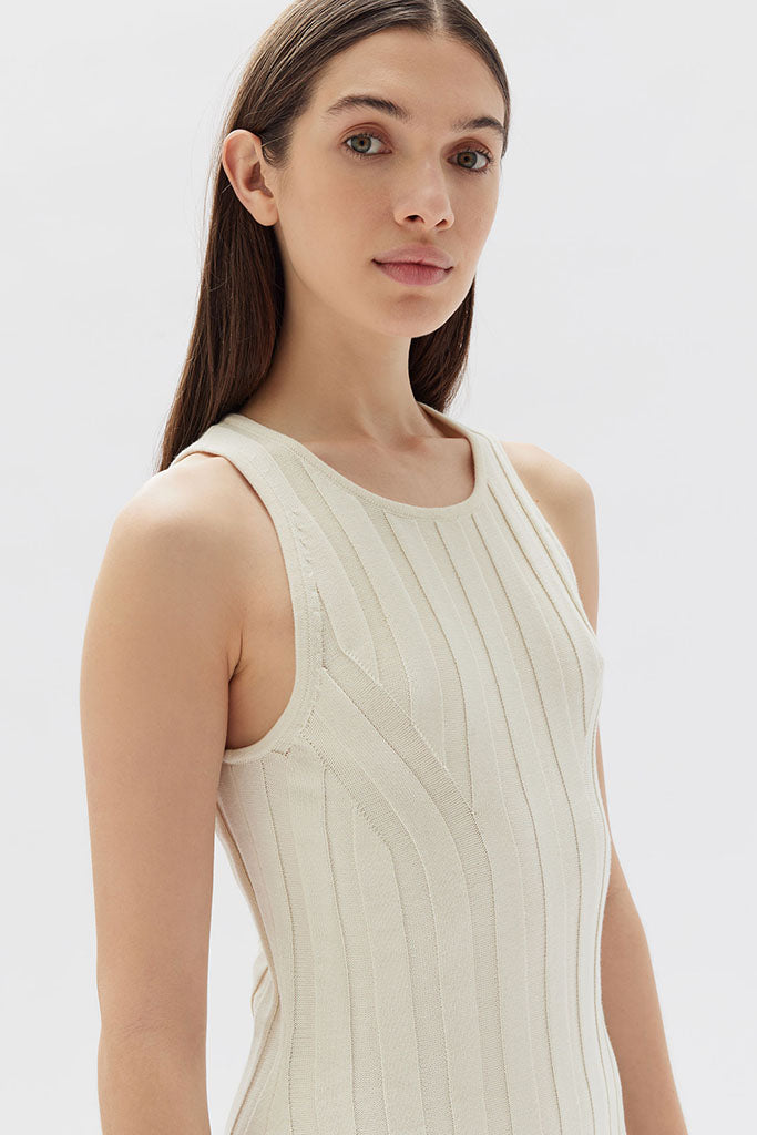 Assembly Florence Midi Knit Dress Cream