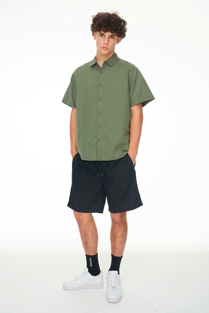 Huffer Lin-In Ss Shirt Khaki