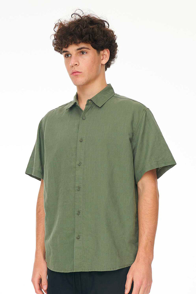 Huffer Lin-In Ss Shirt Khaki