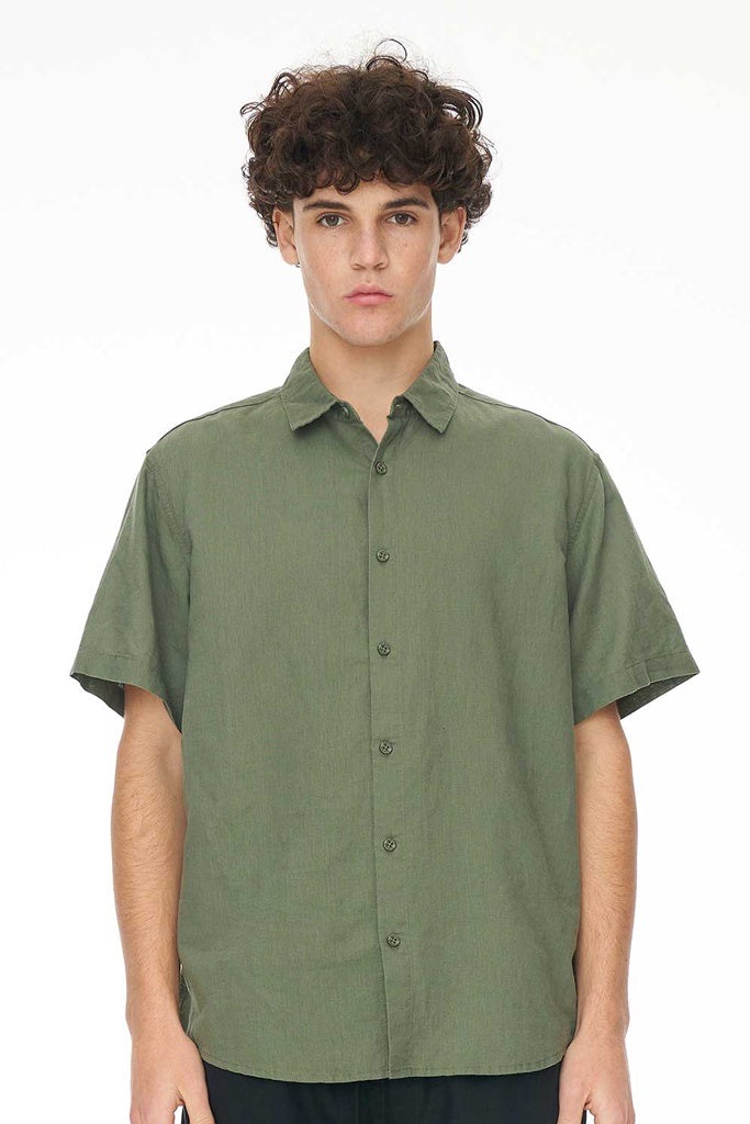 Huffer Lin-In Ss Shirt Khaki