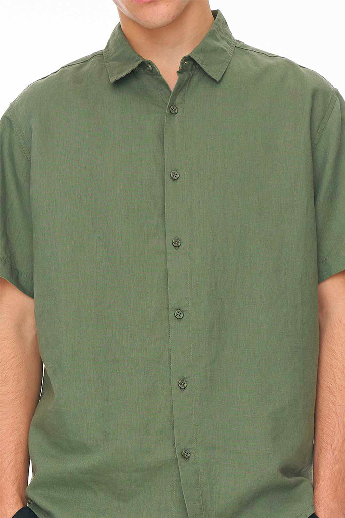 Huffer Lin-In Ss Shirt Khaki