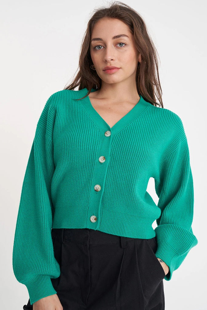 Huffer Bella Knit Cardigan Clover