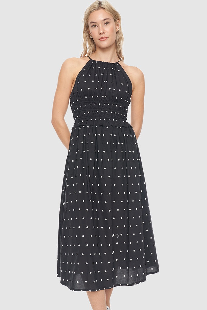 Huffer Bardot Jeanne Midi Dress Polka Dot