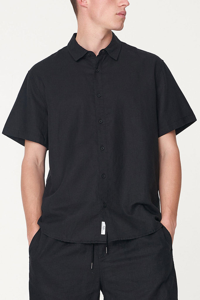 Huffer Mens Lin-In SS Shirt Black