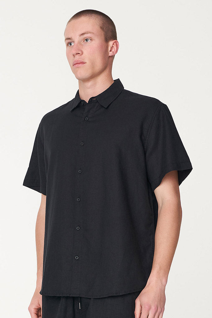 Huffer Mens Lin-In SS Shirt Black