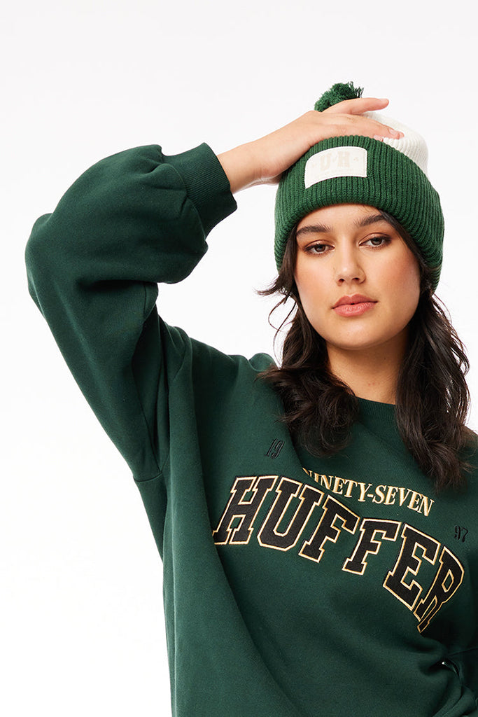 Huffer U Of H Pompom Beanie Green/Chalk