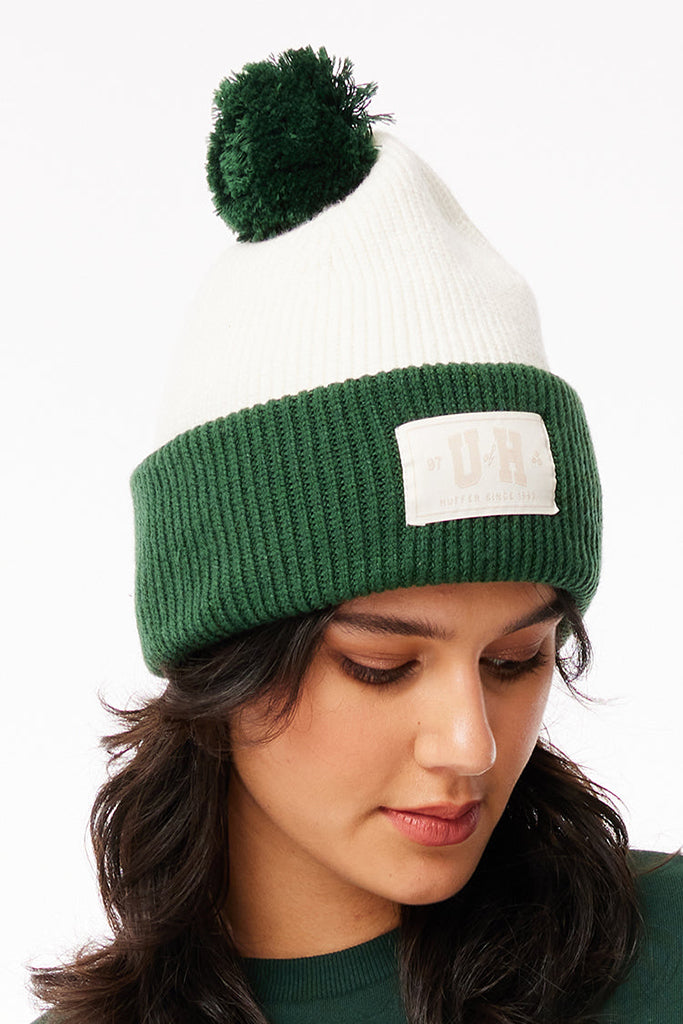 Huffer U Of H Pompom Beanie Green/Chalk