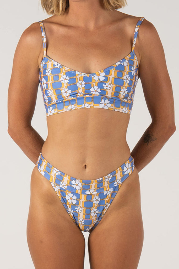 Inner Relm Vacay Bikini Top Blue Tetris