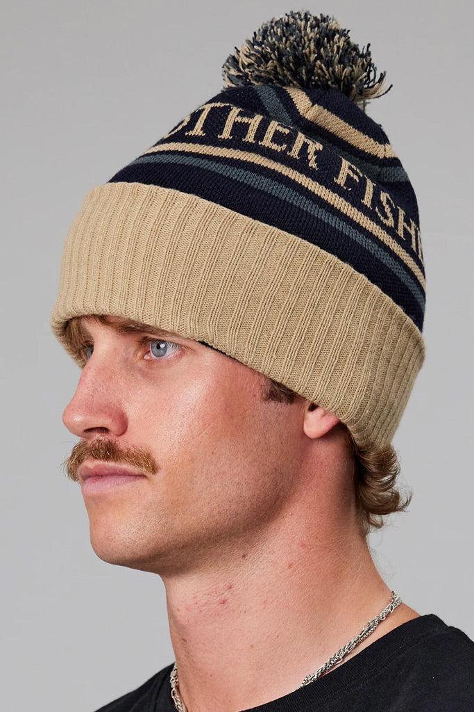 Just Another Fisherman Fisherman Pom Pom Beanie Navy