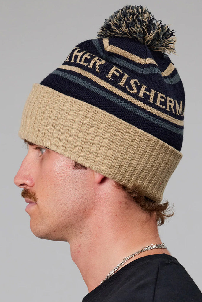 Just Another Fisherman Fisherman Pom Pom Beanie Navy