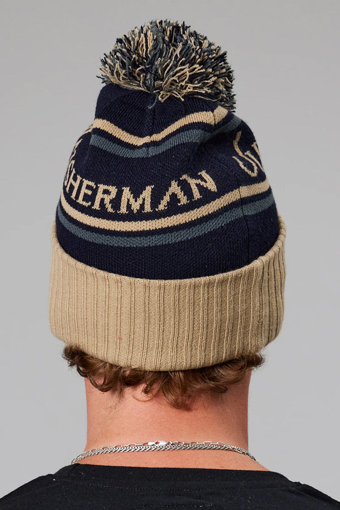 Just Another Fisherman Fisherman Pom Pom Beanie Navy