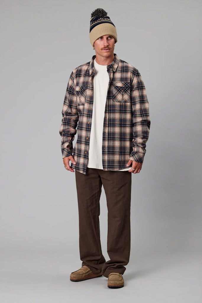 Just Another Fisherman Flanagan Flannel Shirt Sand/Navy Check