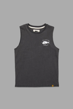 Just Another Fisherman Mini Snapper Logo Tank Aged Black