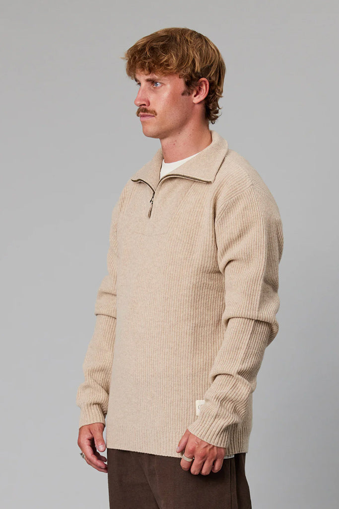 Just Another Fisherman Merino Seagoing Zip Knit Sahara