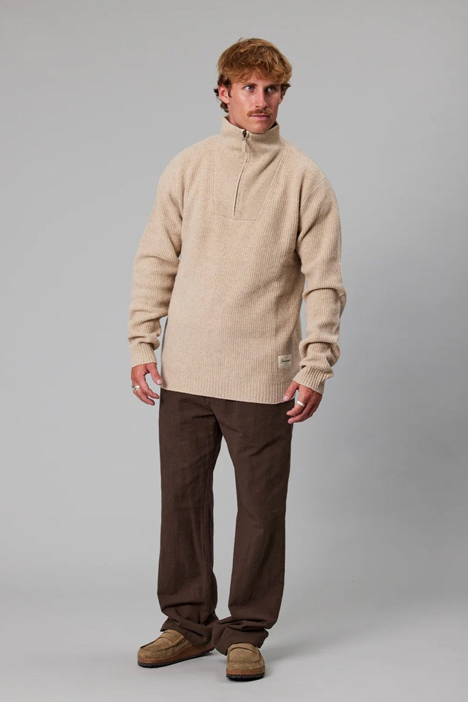 Just Another Fisherman Merino Seagoing Zip Knit Sahara