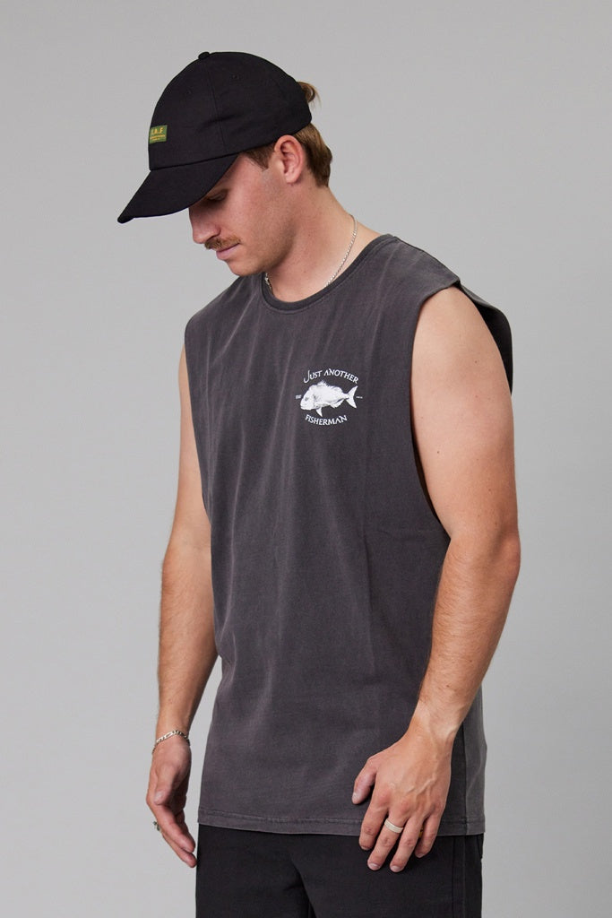 Just Another Fisherman Snapper Logo Tank Aged Black