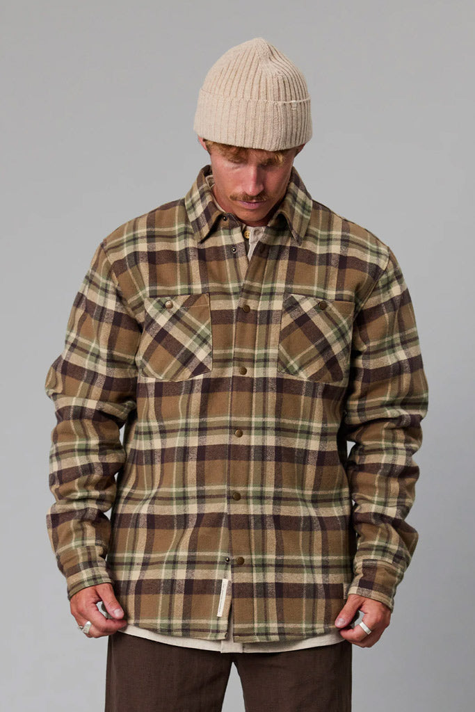 Just Another Fisherman Seaport Shearling Shirt Green Check