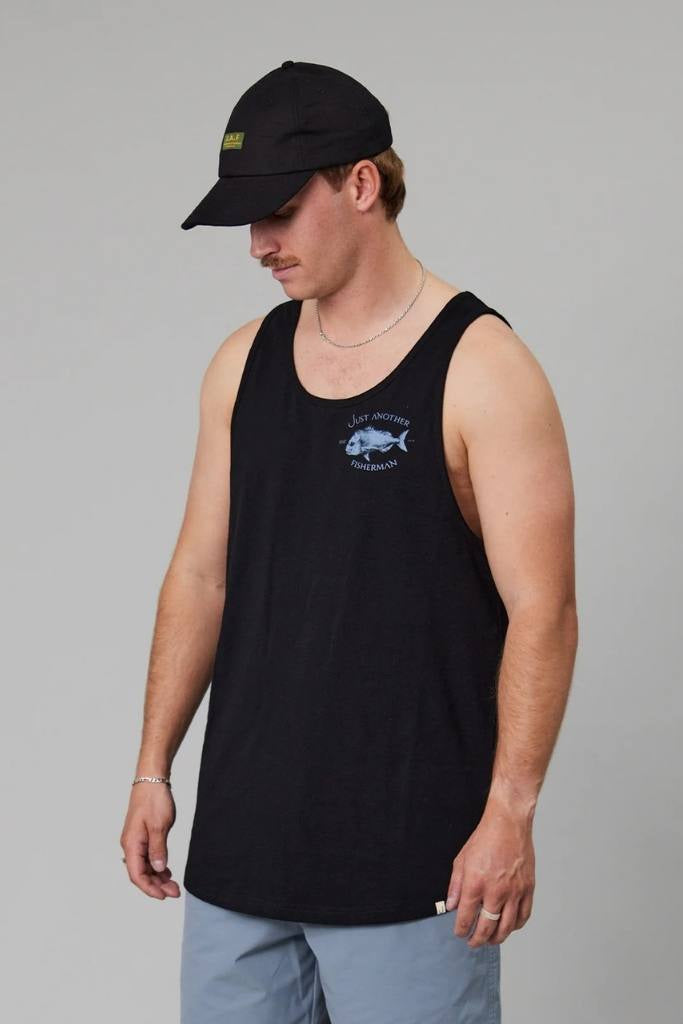 Just Another Fisherman Snapper Logo Singlet Black