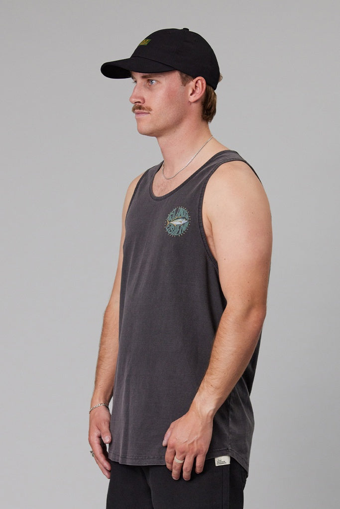 Just Another Fisherman Trev Singlet Aged Black