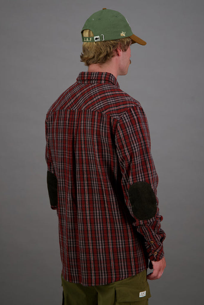 Just Another Fisherman Flanagan Flannel Shirt Ox Blood/Taupe Check