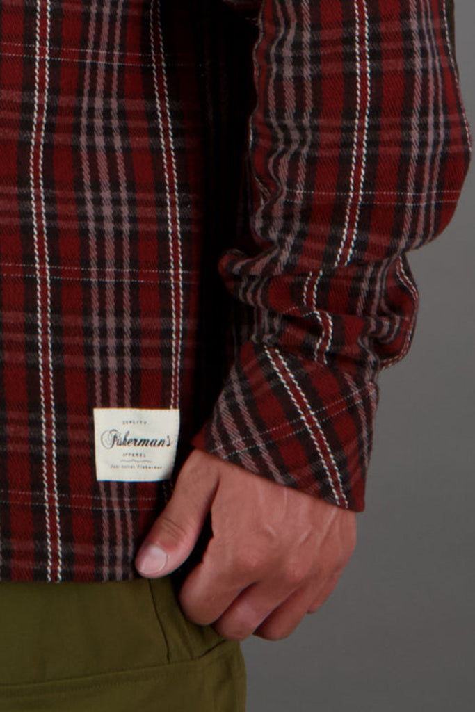 Just Another Fisherman Flanagan Flannel Shirt Ox Blood/Taupe Check