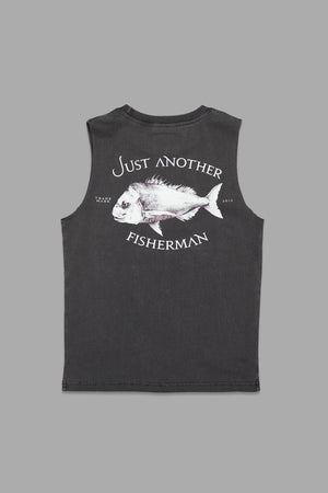 Just Another Fisherman Mini Snapper Logo Tank Aged Black