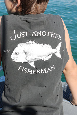 Just Another Fisherman Mini Snapper Logo Tank Aged Black