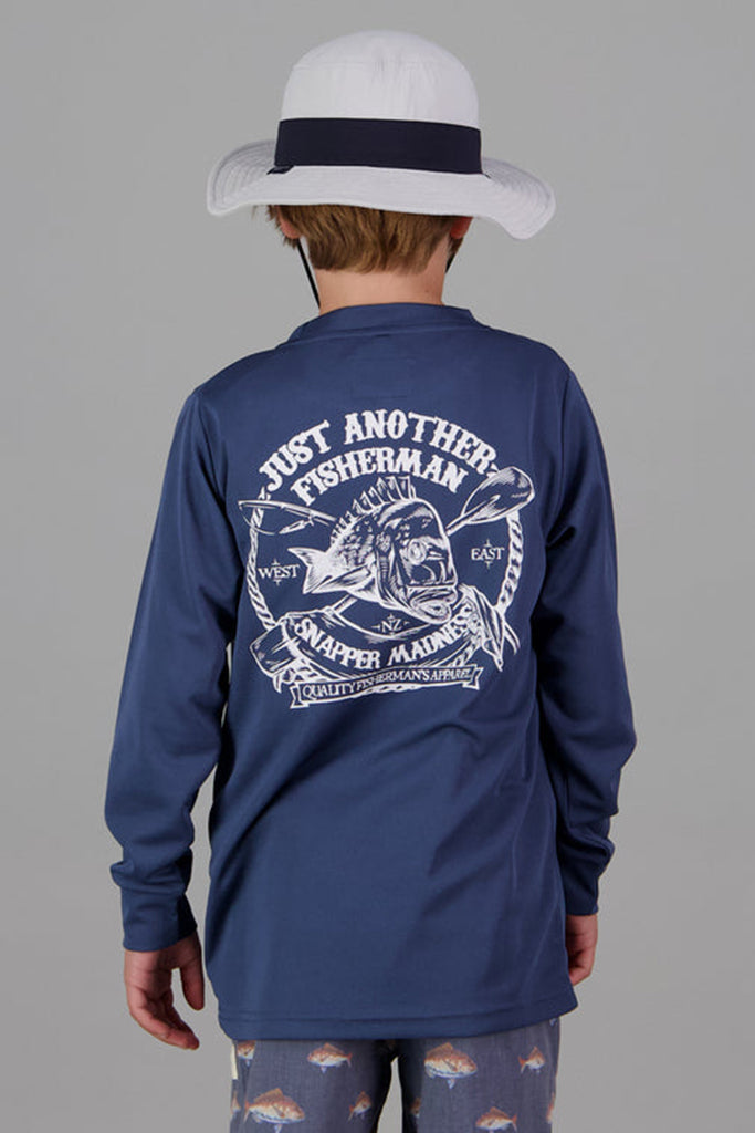 Just Another Fisherman Mini Madness UPF40 LS Tee - Caspian Blue