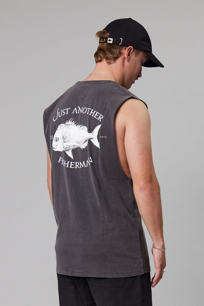 Just Another Fisherman Snapper Logo Tank Aged Black