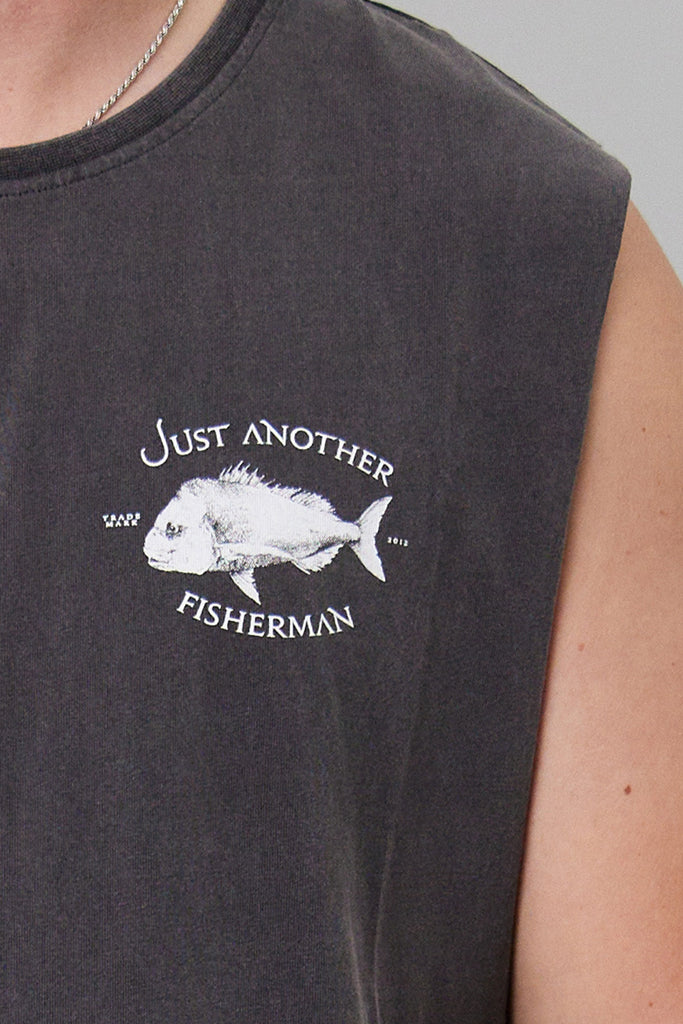 Just Another Fisherman Snapper Logo Tank Aged Black