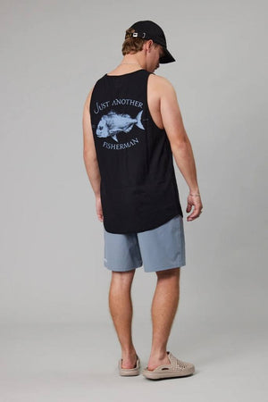 Just Another Fisherman Snapper Logo Singlet Black