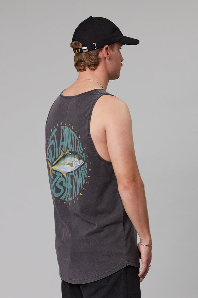 Just Another Fisherman Trev Singlet Aged Black