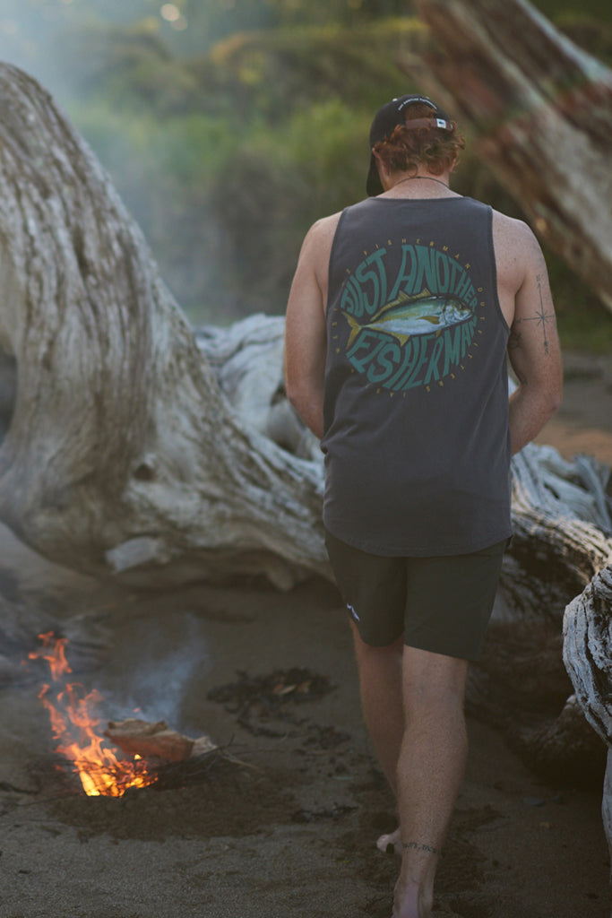 Just Another Fisherman Trev Singlet Aged Black