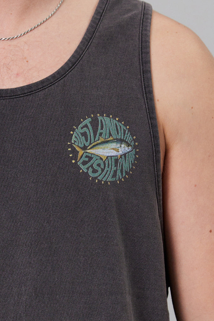 Just Another Fisherman Trev Singlet Aged Black