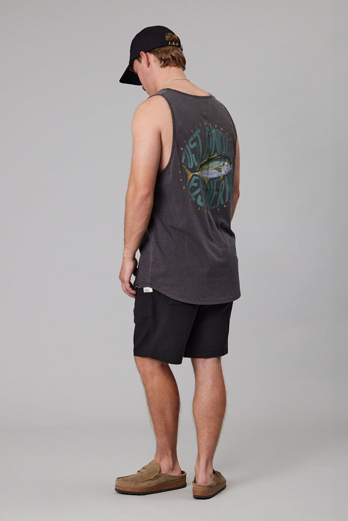 Just Another Fisherman Trev Singlet Aged Black