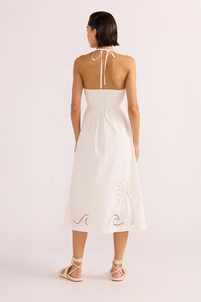 Mink Pink Romina Broderie Midi Dress White