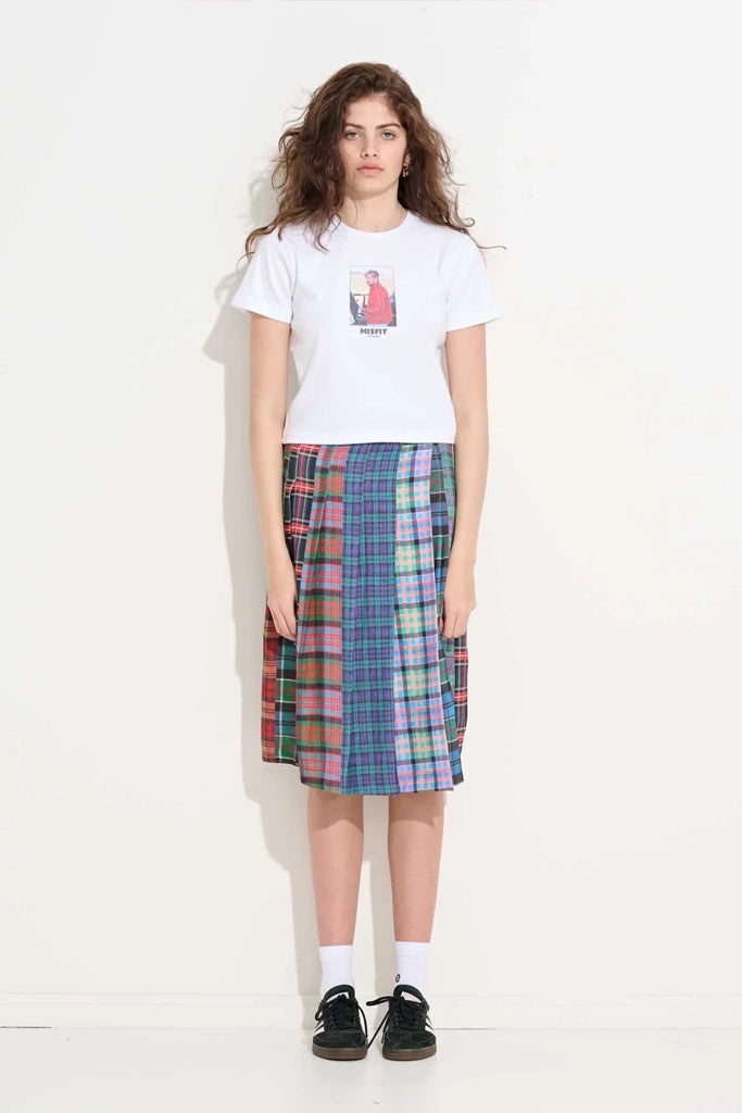 Misfit Paris Texas Midi Skirt Mixed Check