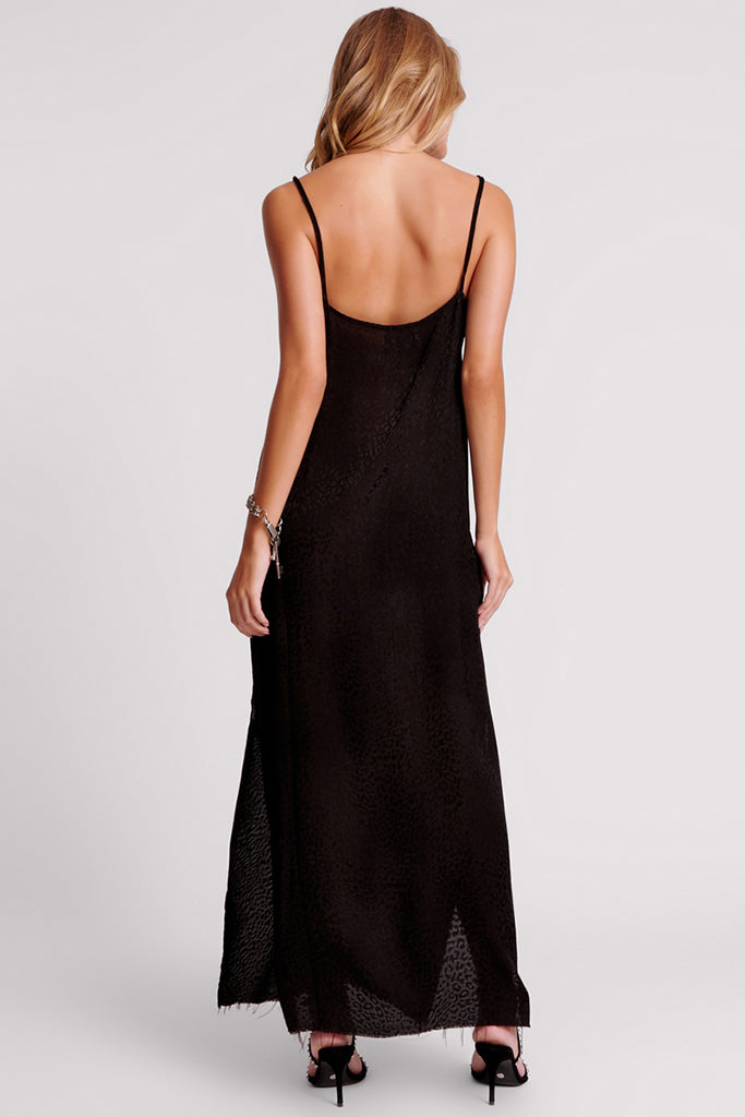 One Teaspoon Animal Jaquard Maxi Slip Dress Black