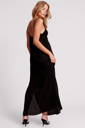 One Teaspoon Animal Jaquard Maxi Slip Dress Black