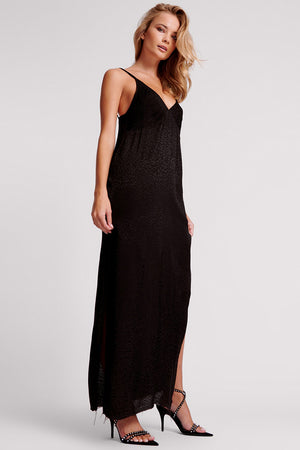 One Teaspoon Animal Jaquard Maxi Slip Dress Black