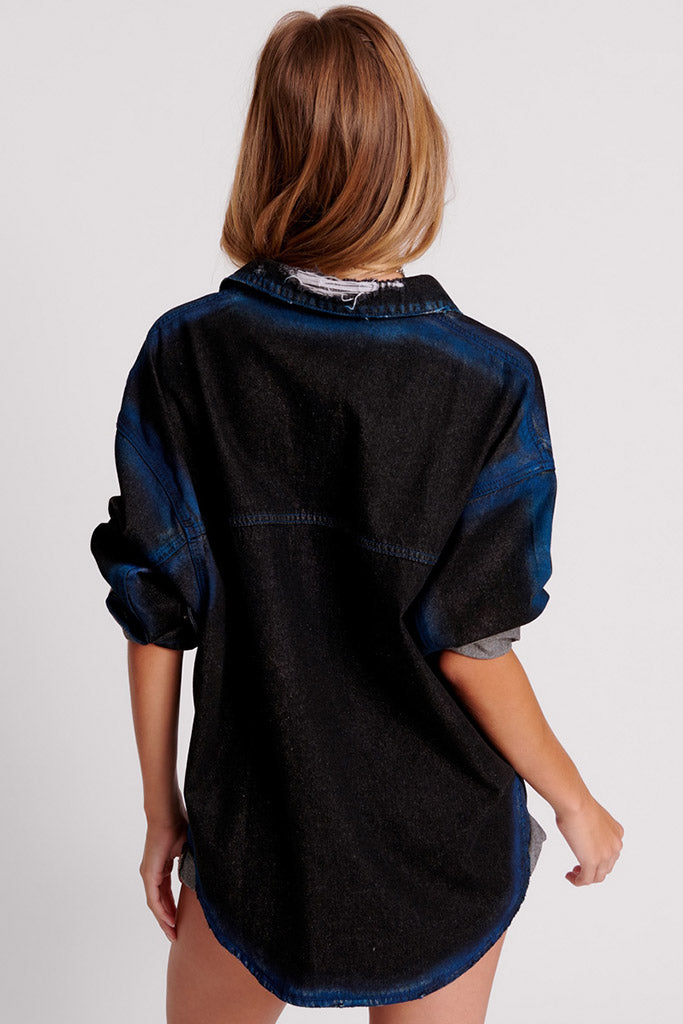 One Teaspoon Blue Punk Daria Denim Shirt Blue Punk