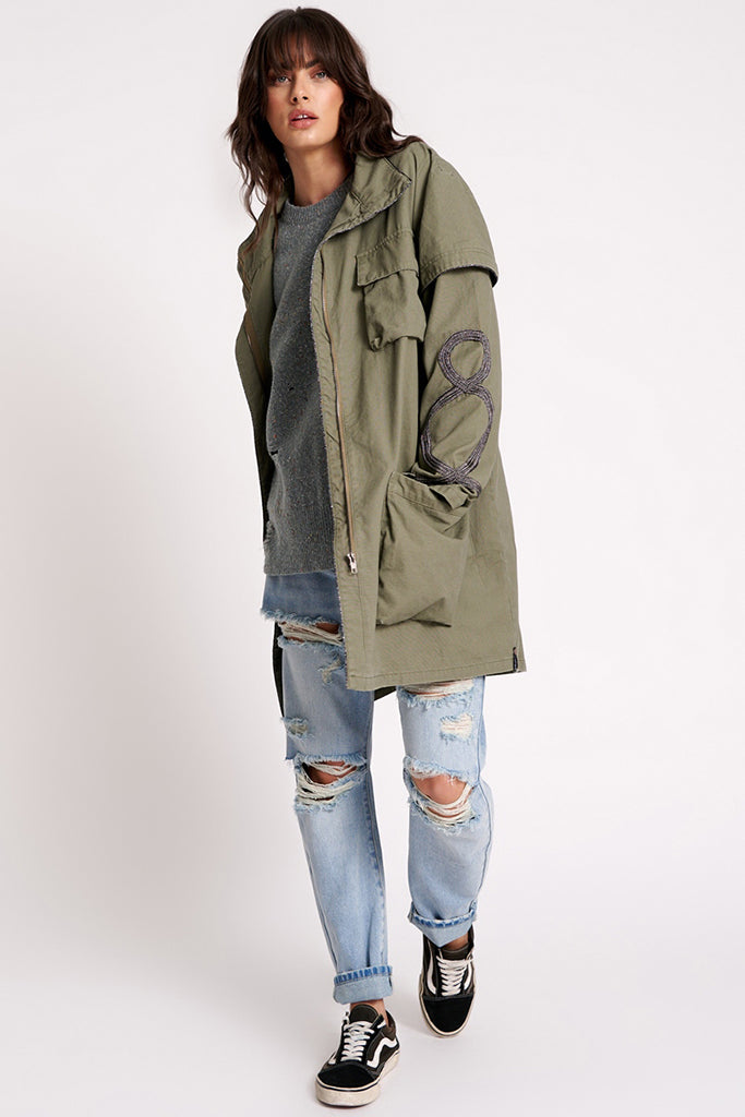 One Teaspoon Cargo Throwover Jacket Khaki