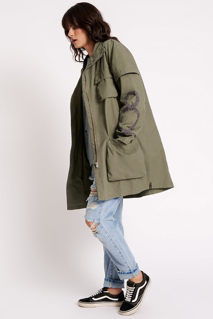 One Teaspoon Cargo Throwover Jacket Khaki